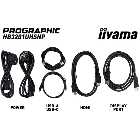 Iiyama prographic hb3201uhsnp-b1 31.5 4k uhd monitor (zwart (mat), hdmi, displayport, usb-c, audio)