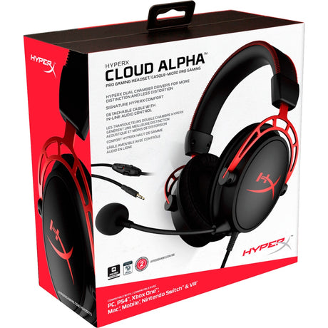Hyperx cloud alpha pro over-ear gaming headset (zwart rood, pc, playstation 4, xbox one)