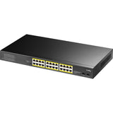 Cudy 24-gbe poe+ switch with 2 uplink sfp (zwart)
