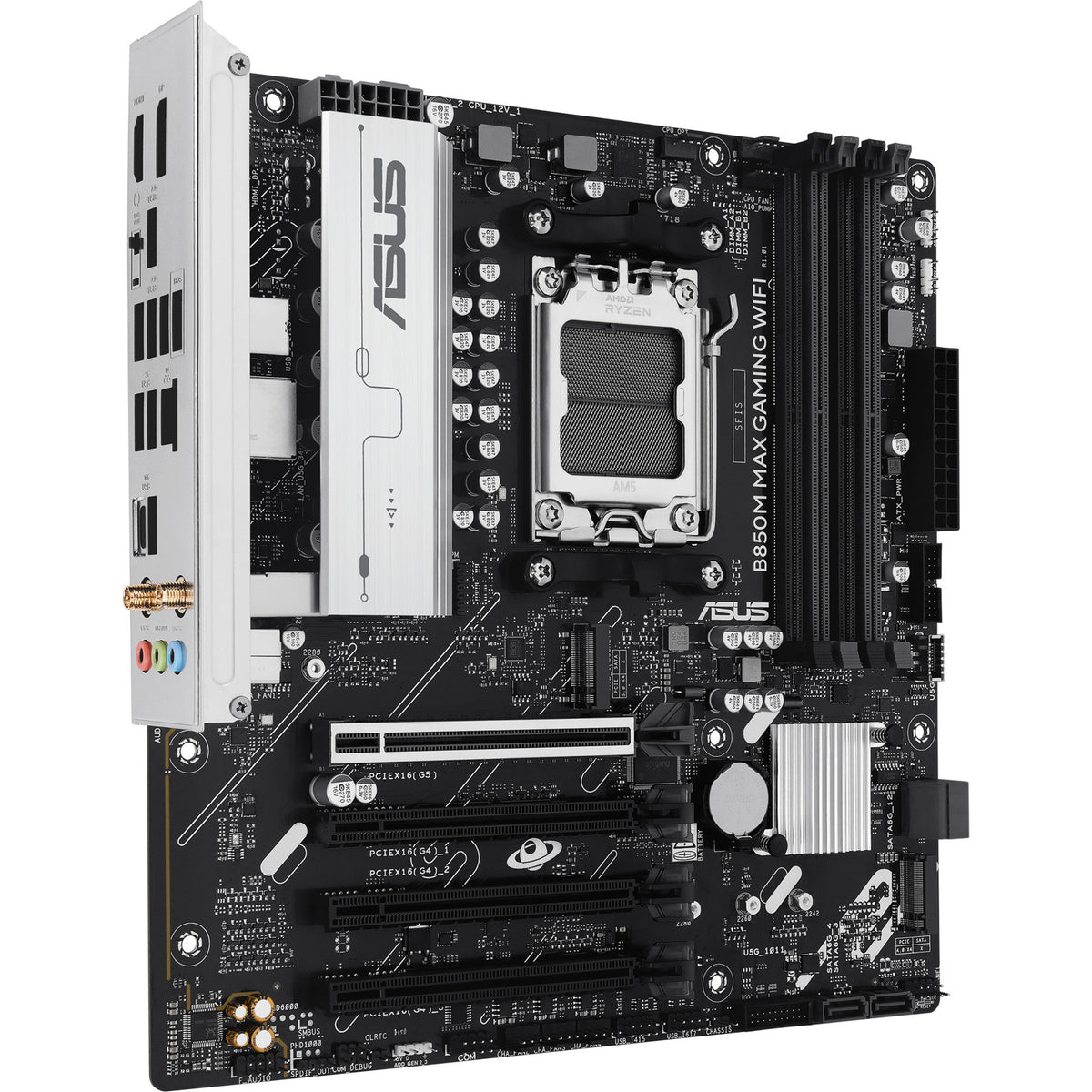 Asus b850m max gaming wifi socket am5 moederbord (gbe-lan, wi-fi 6, bt, sound, µatx)