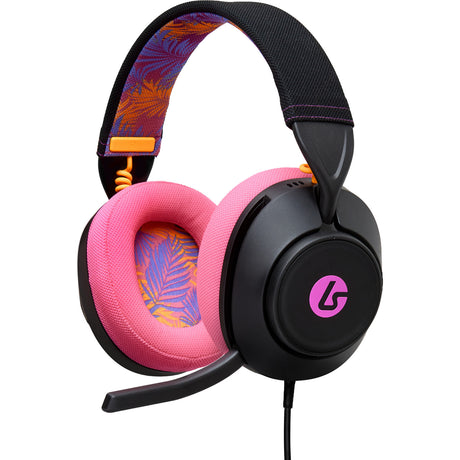 Powera lucidsound ls10 bedrade gamingheadset - middernachtelijke branding over-ear gaming headset (zwart roze, playstation 5, playstation 4, xbox series x|s, xbox one, pc, mobiel)