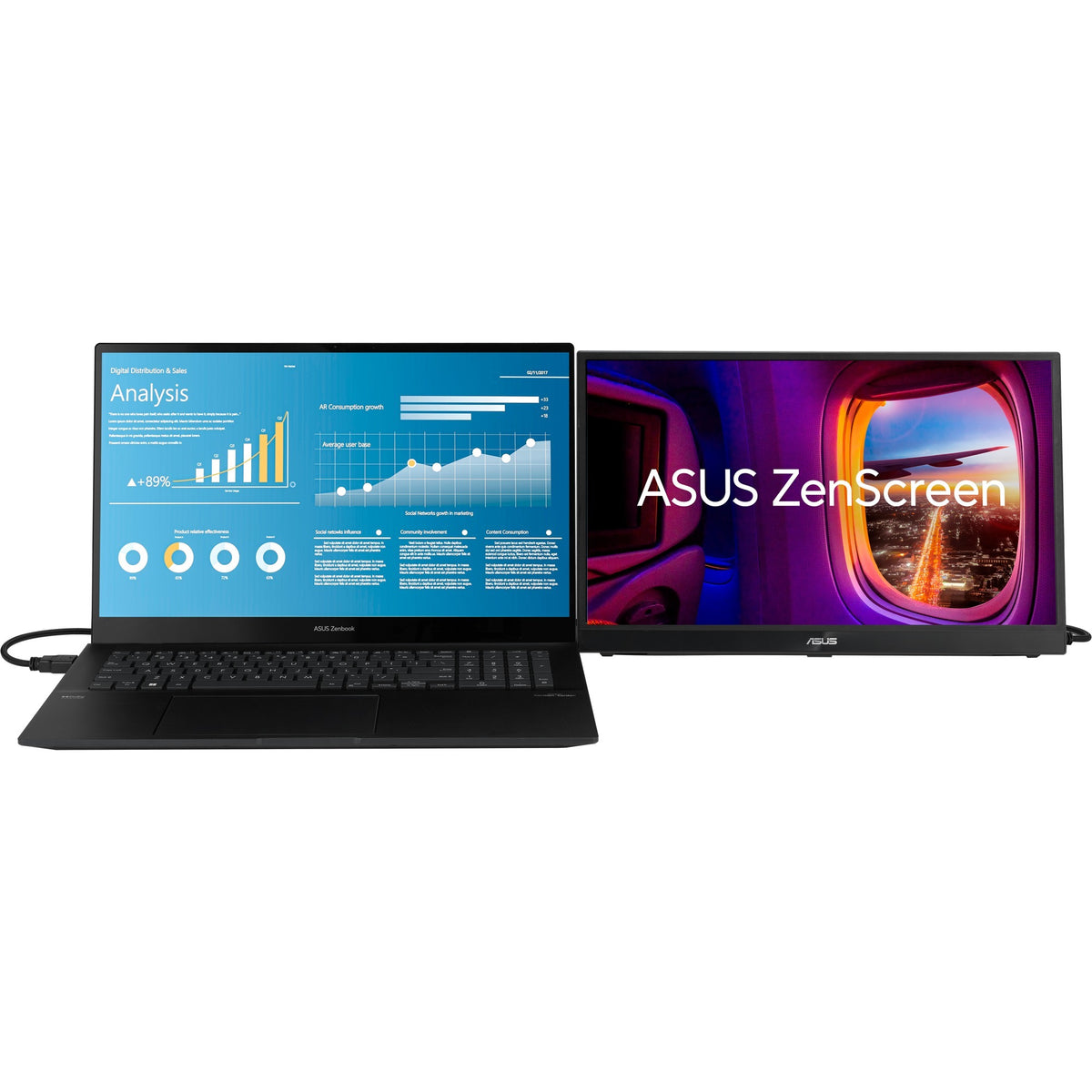 Asus zenscreen mb17ahg portable monitor 17.3 (zwart, 1x hdmi, 2x usb-c, 144 hz)