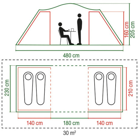 Coleman spruce falls 4 tent (donkergroen lichtgrijs)