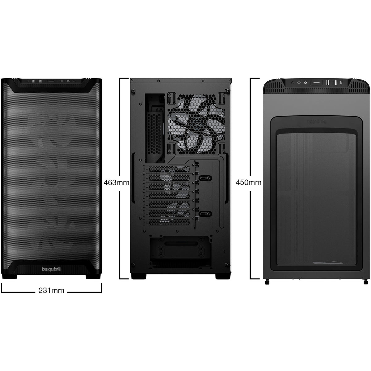 Be quiet! pure base 501 lx midi tower behuizing (zwart | 2x usb-a | 1x usb-c | rgb | tempered glass)