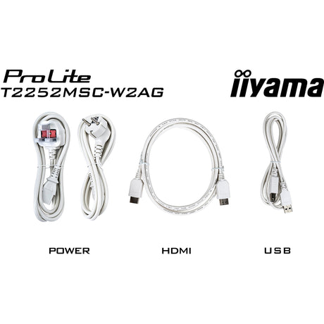 Iiyama prolite t2252msc-w2ag 21.5 touchscreen monitor (wit (mat), 1x displayport, 1x hdmi, 2x usb-a)
