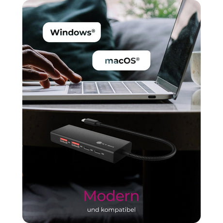 Icy box ib-hub1436-cpd usb-hub (zwart, 2x usb-a, 2x usb-c)