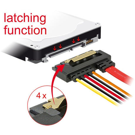 Delock sata 7-pin + 15-pin > sata 22-pin adapter (zwart rood, 0,3 meter)