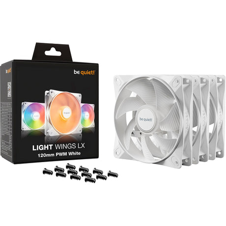 Be quiet! light wings lx pwm rgb case fans (wit, 3 stuks, 120 x 120 x 25 mm)