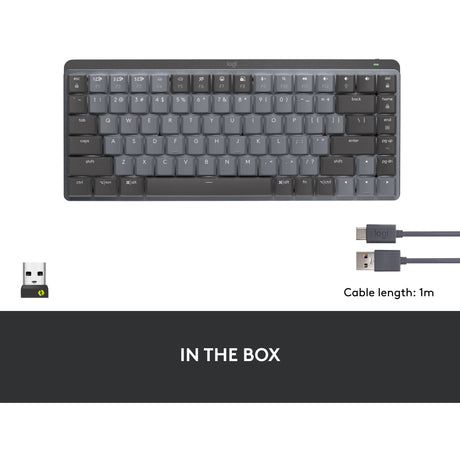 Logitech mx mechanical mini toetsenbord (zwart, us-international lay-out (qwerty), gl tactile, 80% (tkl), bluetooth)