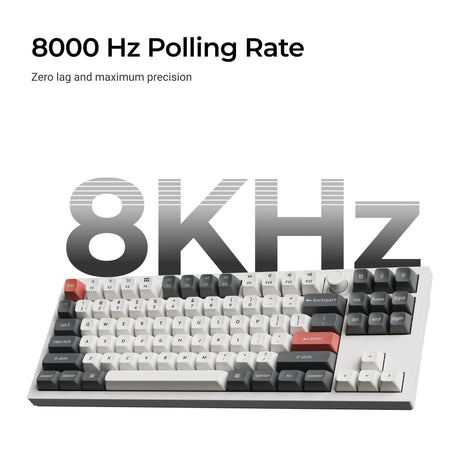 Keychron q3 ultra-m4 8k wireless custom mechanical keyboard (zwart, us lay-out (qwerty), silk pom banana, 80% (tkl), rgb, hot swap, 8k, 2.4 ghz | bluetooth 5.2 | usb-c)