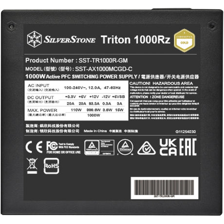 Silverstone triton 1000rz modulaire 1000 watt voeding (zwart, 1x 12v-2x6, 4x pcie)