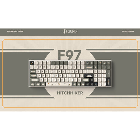 Iqunix f97 hitchhiker wireless mechanical keyboard (grijs, us lay-out (qwerty), cherry mx red, 96%, rgb leds, hot-swappable, pbt, 2.4ghz | bluetooth 5.1 | usb-c)