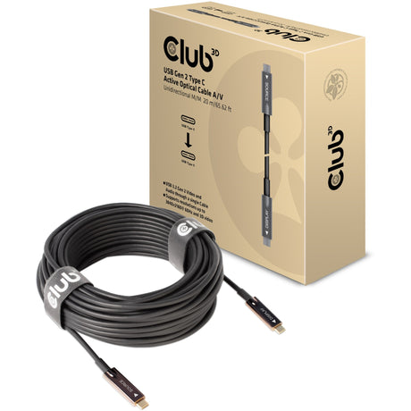 Club 3d actieve optische usb-c 3.2 gen 2 kabel (zwart, 20 meter)