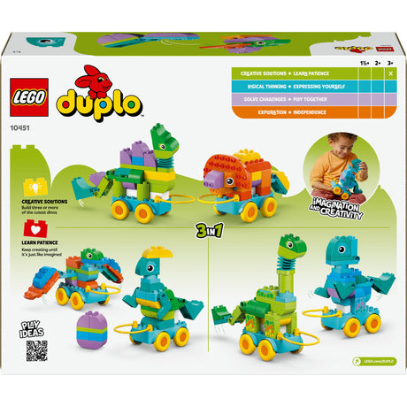 Lego duplo 3-in-1 dinosaurussen op wielen leerzaam speelgoed voor peuters met 6 figuren 10451