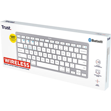Trust wireless bluetooth keyboard (grijs, us lay-out (qwerty), scissor switches, 85%, bluetooth 4.0)