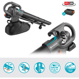 Gardena stofzuiger -blazer powerjet collect bladzuiger bladblazer (grijs zwart, 18v p4a-accu en oplader inbegrepen)