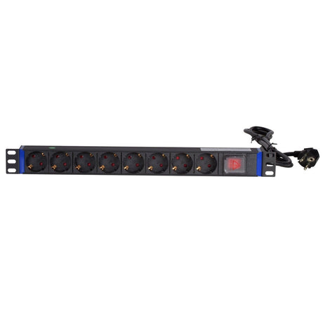 Dsi 19 inch 8 voudige stekkerdoos met schakelaar stekkerdoos (zwart, voor 8 stekkers)
