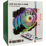 Inter-tech argus rgb fan set rs-14 case fans (zwart, 3 stuks, 140 x 140 x 25 mm, pwm)