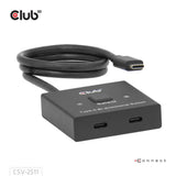 Club 3d usb-c bi-directional video + data + pd switch usb-switch (zwart)