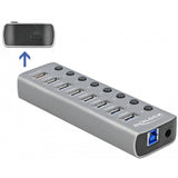 Delock usb 3.2 gen 1 hub met 7 poorten usb-hub (grijs)