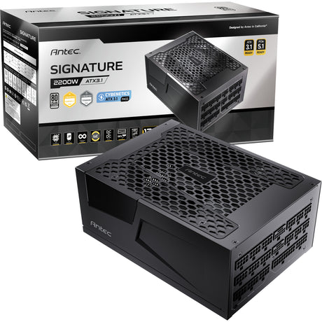 Antec signature 2200 platinum atx3.1 modulaire 2200 watt voeding (zwart, 2x 12v-2x6, 6x pcie)