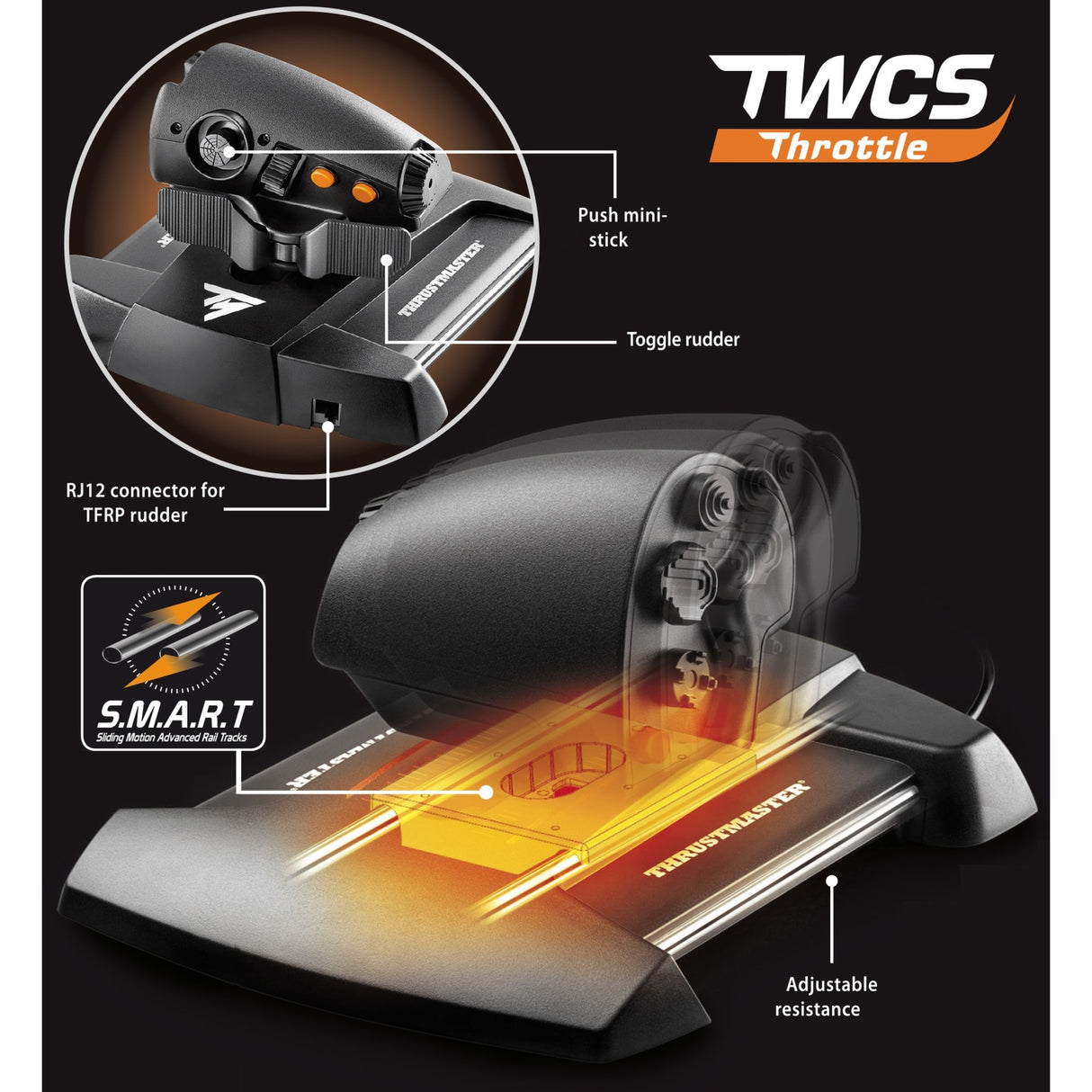 Thrustmaster t.16000m fcs hotas gaming hotas (zwart oranje, pc)