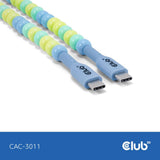 Club 3d usb-c beaded cable blue, 2 meter kabel (blauw)