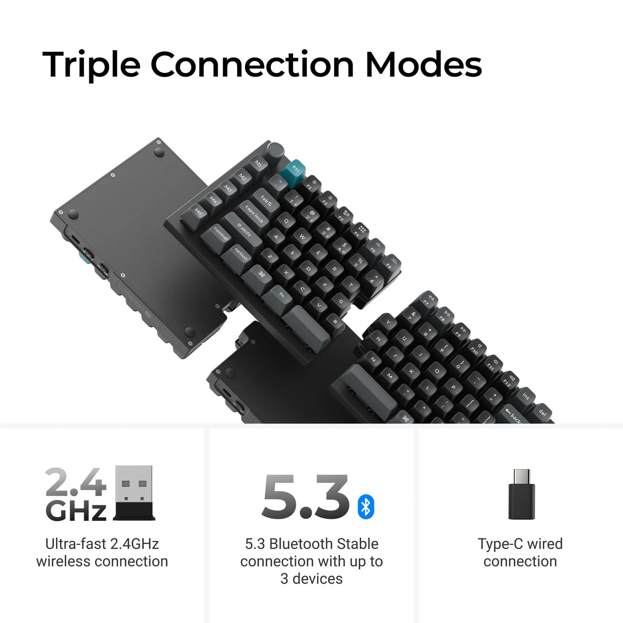 Keychron q11 ultra 8k wireless custom mechanical keyboard (zwart, us lay-out (qwerty), silk pom banana, 100%, rgb leds, ksa double-shot pbt, hot swap, 2.4ghz | bluetooth 5.2 | usb-c)
