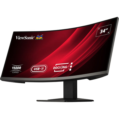 Viewsonic uwqhd curved docking monitor met kvm-switch vg3419c 34 ultrawide (zwart (mat), 1x hdmi, 1x displayport, usb-a, usb-b, usb-c, lan, audio)
