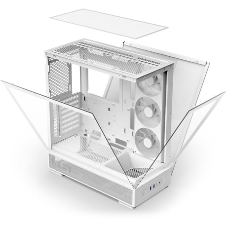 Nzxt s5 rgb midi tower behuizing (wit | 2x usb-a | 1x usb-c | rgb | tempered glass)