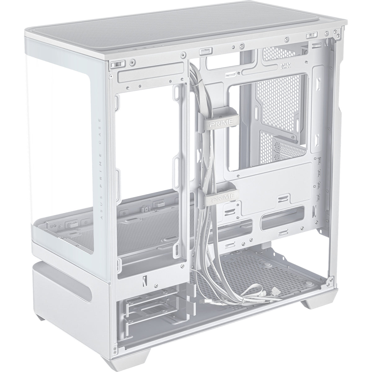 Asus prime ap202 midi tower behuizing (wit | 2x usb-a | 1x usb-c | rgb | tempered glass)