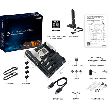 Asus pro ws trx50-sage wifi a socket str5 moederbord (zwart grijs, raid, 10gb-lan, wi-fi 7, bt 5.4, sound, ceb)