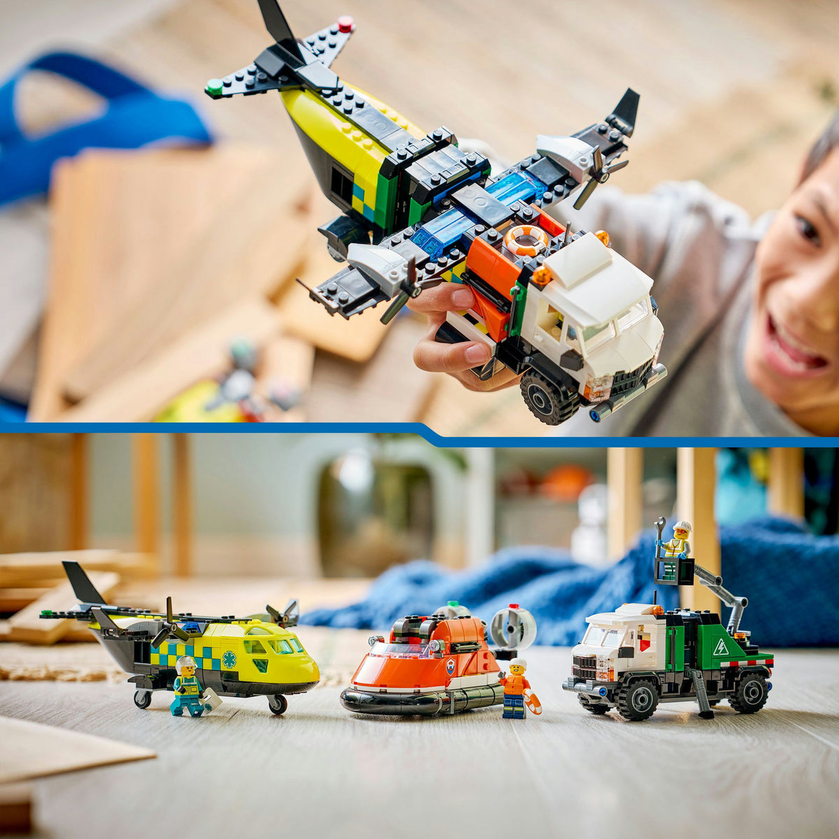 Lego city 60505 vliegtuig, servicewagen en hovercraft remix