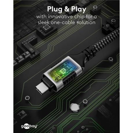Goobay netwerkadapter usb-c 3.2 gen1 naar rj-45 (zwart zilver, 2 meter)