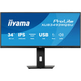 Iiyama prolite xub3493wqsu-b6 34 ultrawide monitor (zwart (mat), 2x hdmi, displayport, 2x usb-a, usb-b, 2x usb-c)