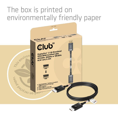 Club 3d gecertificeerde displayport 2.1 kabel (zwart, 1,6 meter, 10k)