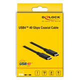 Delock usb4 40 gbps coaxial coax kabel (zwart, 0,8 meter)
