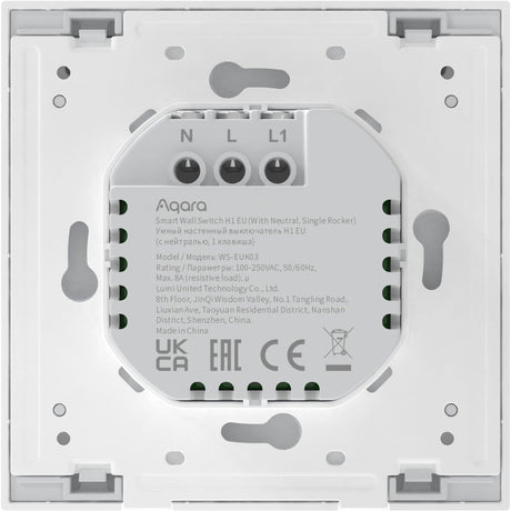 Aqara smart wall switch h1 (with neutral, single rocker) - zigbee 3.0 - enkele schakelaar - één knop - met nuldraad
