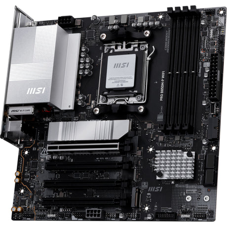 Msi pro b850m-p wifi socket am5 moederbord (zwart zilver, raid, 5gb-lan, wi-fi 7, bt, sound, µatx)