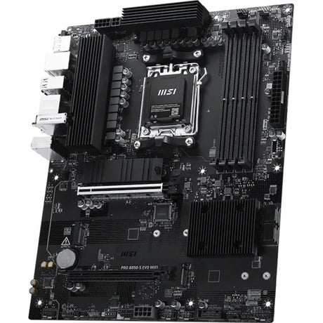 Msi pro b850-s evo wifi socket am5 moederbord (zwart zilver, raid, 5 gb-lan, wi-fi 7, bt, sound, atx)