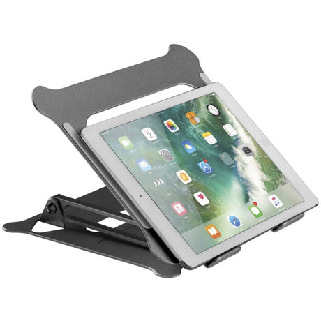 Act connectivity laptopstandaard, aluminium, inklapbaar, traploos in hoogte verstelbaar (zwart)