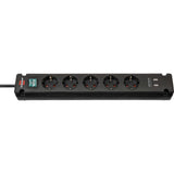 Brennenstuhl bremounta stekkerdoos 5-voudig stekkerdoos (zwart, 2x usb)