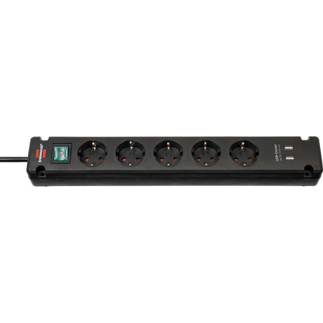 Brennenstuhl bremounta stekkerdoos 5-voudig stekkerdoos (zwart, 2x usb)