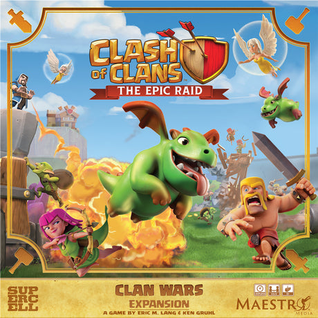 Asmodee clash of clans: the epic raid - clan wars expansion bordspel (engels, 2 - 6 spelers, 45 - 90 minuten, vanaf 12 jaar, uitbreiding)