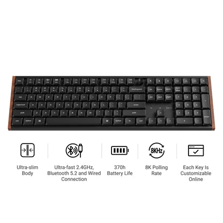 Keychron k5 ultra 8k wireless custom mechanical keyboard (zwart, us lay-out (qwerty), milk pom brown, 100%, rgb leds, lsa double-shot pbt, usb-c | 2.4 ghz | bluetooth 5.2)