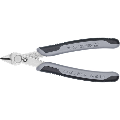 Knipex electronic super knips esd 78 13 125 esd elektronica-tang (grijs)