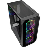 Sharkoon ak5g rgb midi tower behuizing (zwart | 2x usb-a | 1x usb-c | rgb | tempered glass)