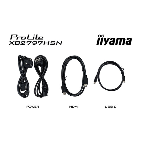 Iiyama prolite xb2797hsn-b1 27 monitor (zwart, 100 hz, hdmi, displayport, usb-c, lan, audio)