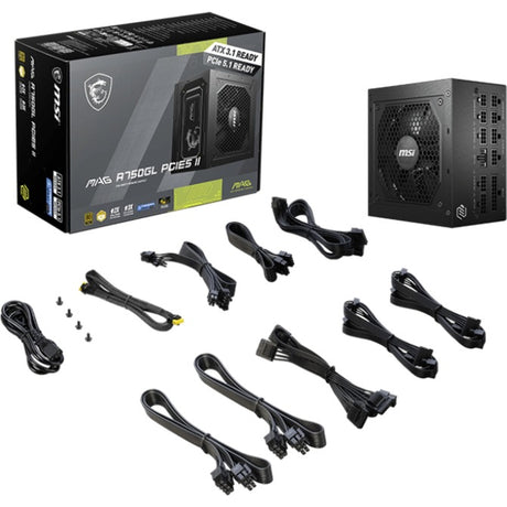 Msi mag a750gl pcie5 ii modulaire 750 watt voeding (zwart, 1x 12v-2x6, 3x pcie)
