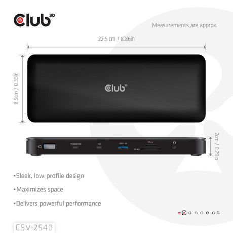 Club 3d 14-1 usb-c quad display dockingstation (zwart)